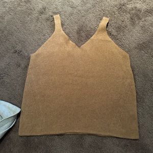 Tan Knitted Cropped Fitted Tank